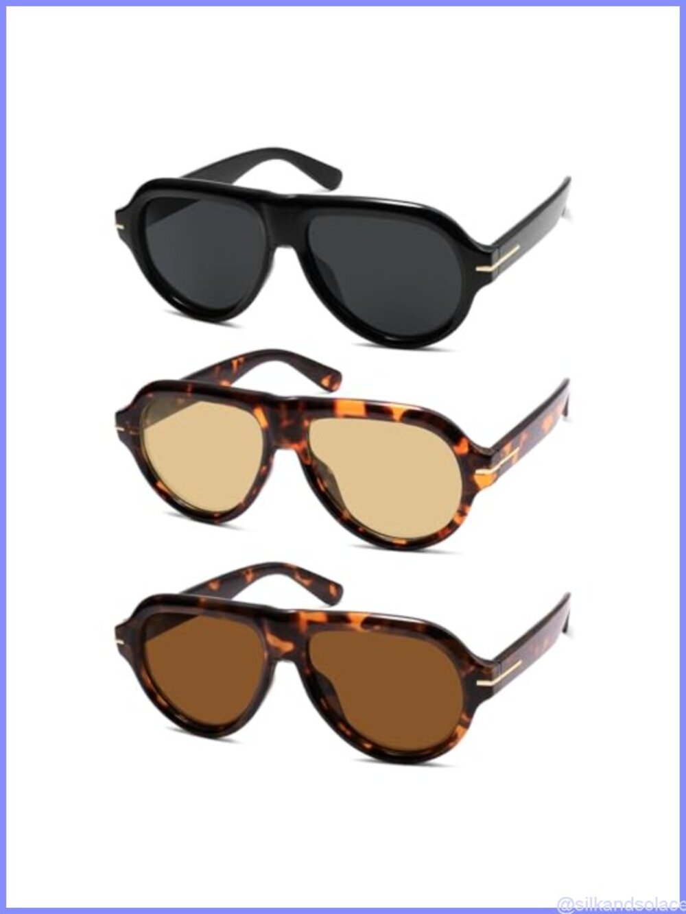 Polarized Retro Aviator Sunglasses 3 Pack UV Protection Unisex